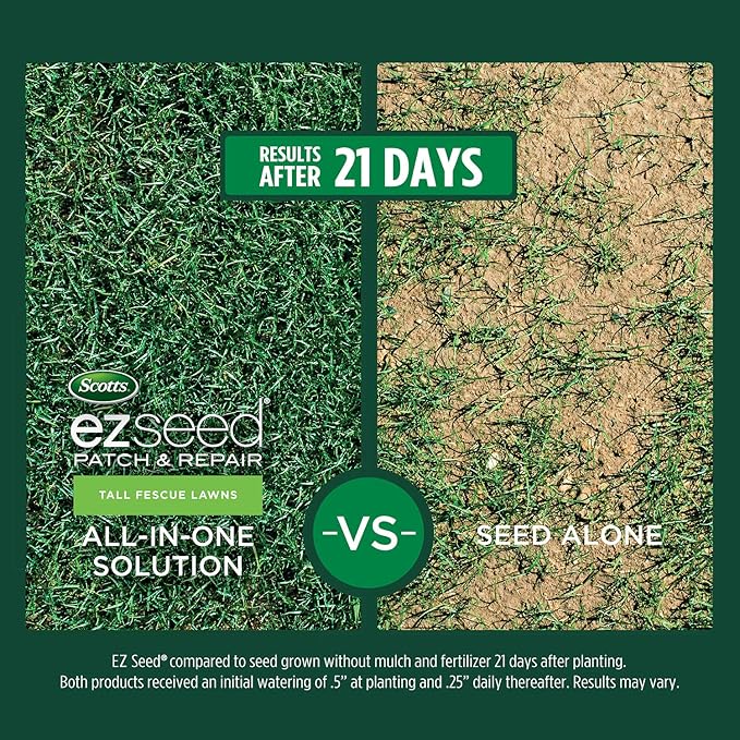 Scotts Turf Builder THICK'R LAWN and EZ Seed Patch & Repair for Tall Fescue, Grass Seed, Fertilizer, and Soil Improver Bundle