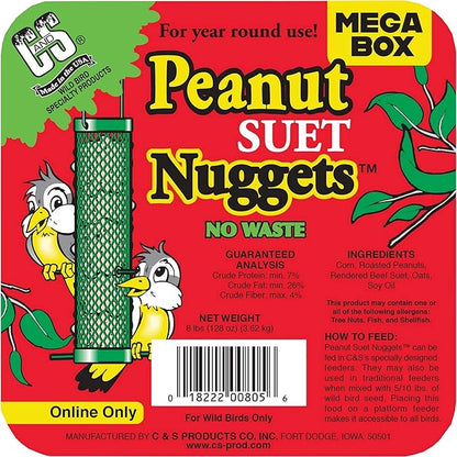 C&S Wild Bird Peanut Suet Nuggets Mega Box, 8 Pounds (Pack of 2)