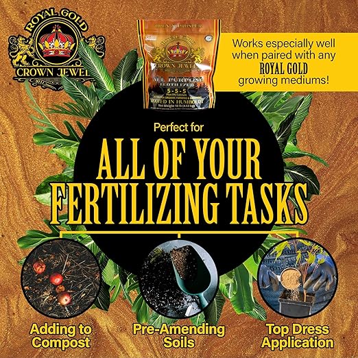 Royal Gold Crown Jewels Organic All Purpose 5-5-5 Dry Soluble Fertilizer, 10 lbs - Excellent for Pre-Amending Soils, Top-Dress Applications, in Composts and Nutrient Teas