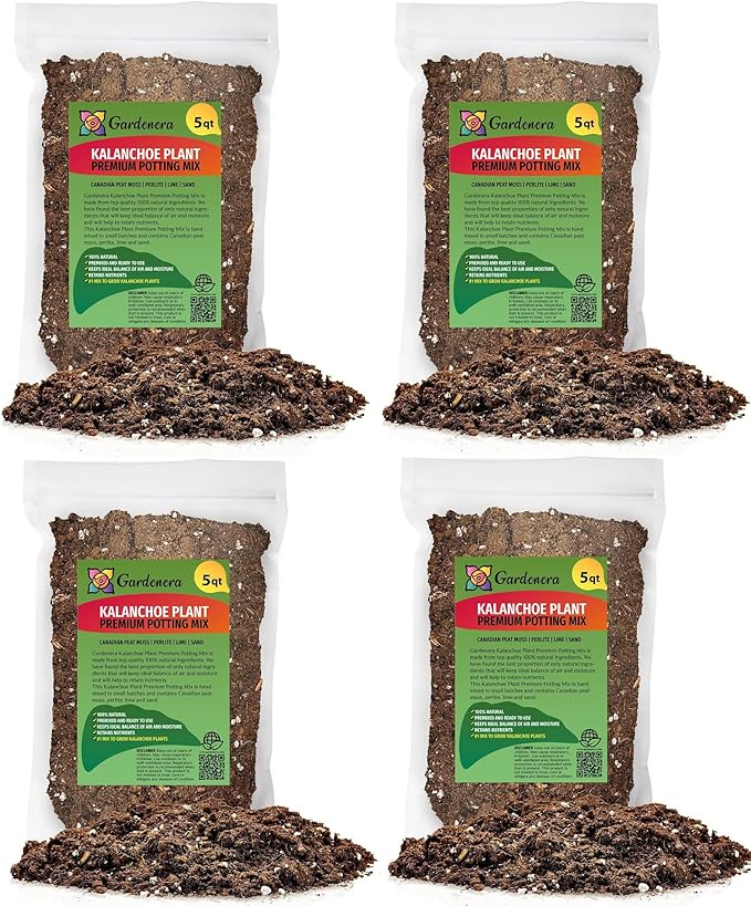 Gardenera Premium Kalanchoe Plant Potting Mix - 20 Quart - Elevate Your Plant Care Routine with The Perfect Blend of Natural Ingredients (4 Bags of 5 Quart)