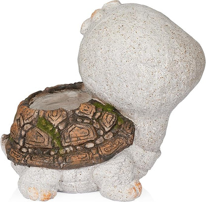 Alpine Corporation WQA1592 Blushing Tortoise Statue Planter w/Drainage Hole, Décor for Garden, Patio, & Lawn, 13" H, Gray