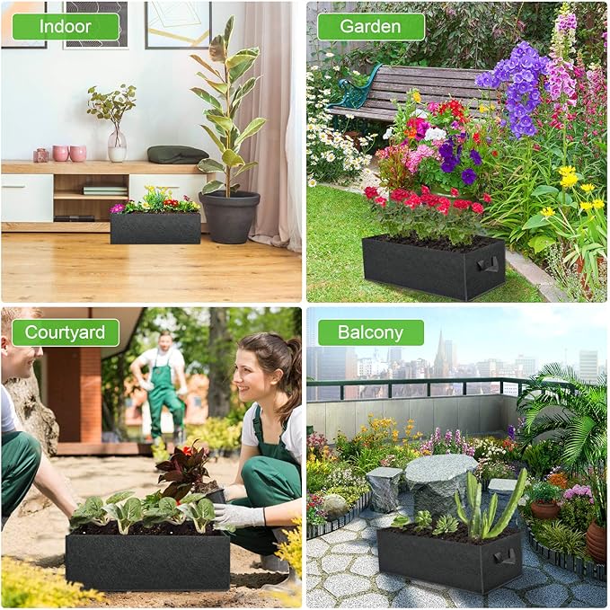 ANGELIOX 3 Pack 8 Gallon Grow Bags, 300G Thickened Nonwoven Fabric Garden Bed,30L Square Flower Planter Pots Containers with Handles for Potato Onion Carrot Taro Radish, Fruit,Flowers(50x30x20cm)