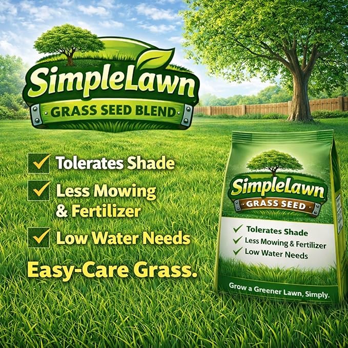Flawn Seed Kits Simple Lawn Mow Less Fine Fescue Eco-Grass Seed, 1 Lb, Low Maintenance, Shade Tolerant, Covers up to 500