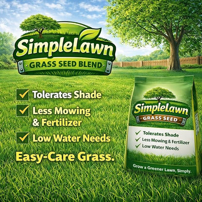 Flawn Seed Kits Simple Lawn Mow Less Fine Fescue Grass Seed, 2 lbs, Low Maintenance, Shade Tolerant, Covers up to 1000 Sqft