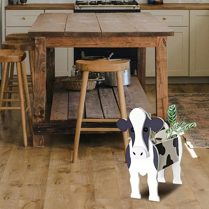 Dairy Cow Planter, Cute Animal Shape Flower Planters, Plant Pots for Indoor/Outdoor Garden Decor, Unique Gifts/Souvenirs for Pet Lovers