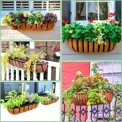 Coco Liners for Planters - 2 Pack 36 Inch Trough Coconut Liners for Planters, Window Box Coco Liners, 100% Natural Coconut Fiber Liners for Wall Hanging Basket, Window Box, Fence Baskets