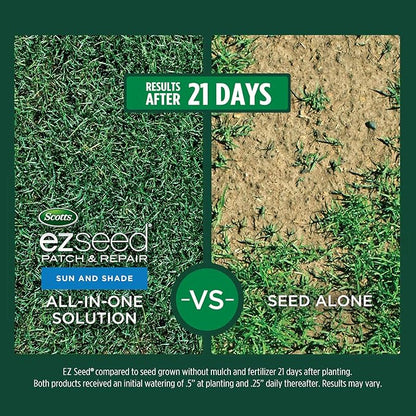 Scotts EZ Seed Patch and Repair for Sun and Shade Combination Mulch, Sun and Shade Grass Seed and Fertilizer for Bare Spots and Repair, Grows Anywhere, 40 lbs.