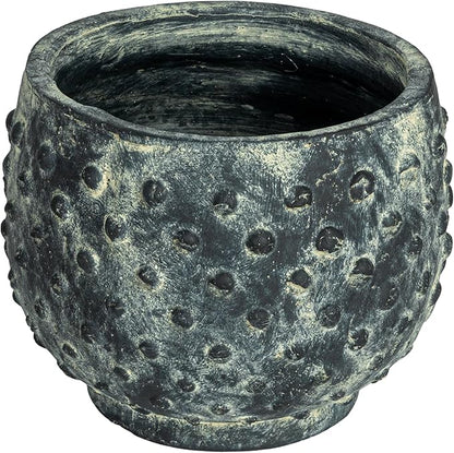 Creative Co-Op Distressed Terra Cotta Hobnail Planter, Black