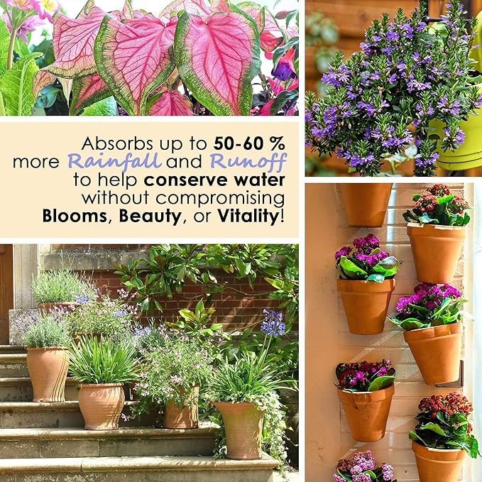 Retain by Rain Soil – 3 Lb – Water Holding Polymer Crystals Soil Additive – Stores Up to 15 Gallons of Water for House & Garden Plants, Lawn & Garden, Hanging Baskets