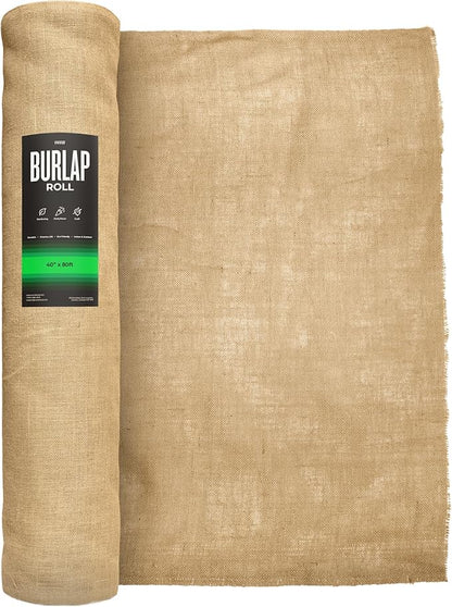 VViViD Gardening Burlap Roll (40” x 80ft) Tree Wrap Natural Jute Fiber Material, Weed Barrier, Plant Care from Elements, Craft Projects and Part Decor