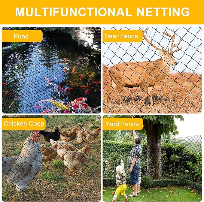 Bird Netting 25'x100' with 2.4" Square Mesh Chicken Coop Nettings, Poultry Netting Heavy Duty Nylon Nettings, Hawk Net for Chicken Run, Deer Fence Garden Fruit Tree Net