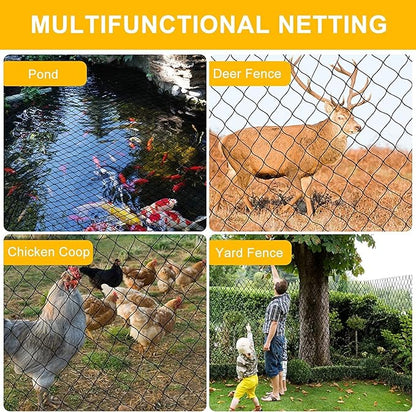 Bird Netting 25'x100' with 2.4" Square Mesh Chicken Coop Nettings, Poultry Netting Heavy Duty Nylon Nettings, Hawk Net for Chicken Run, Deer Fence Garden Fruit Tree Net