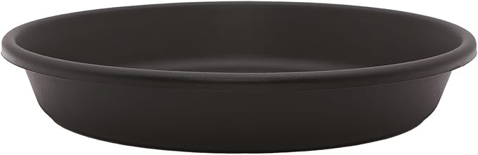 The HC Companies Flower Pot Saucers - Plastic Plant Saucer for Outdoors & Indoors - Traditional Design Plant Pot Trays for Water Drainage - Durable & Stylish Round Plant Tray (8-inch Black)