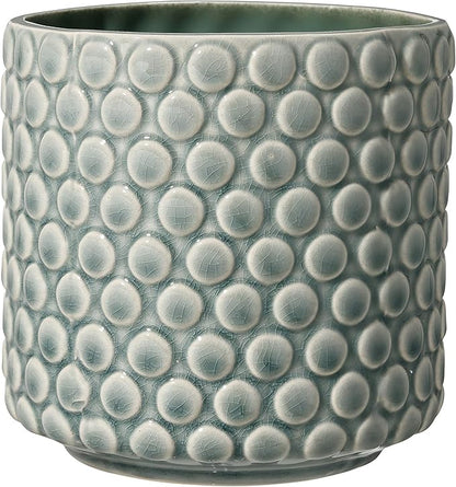 Bloomingville Stoneware Flower Pot with Polka Dots, Green Planter, 5"