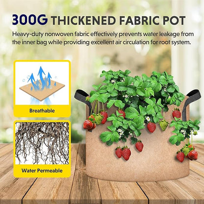 iPower Plant Grow Bag 5 Gallon 6-Pack Heavy Duty Fabric Pots, 300g Thick Nonwoven Fabric Containers Aeration with Nylon Handles, for Planting Vegetables, Fruits, Flowers, Tan 2024 Version