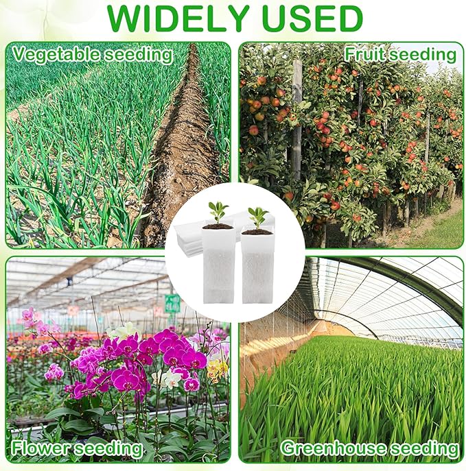CANIPHA 60Pcs Nursery Grow Bags, Biodegradable Non-Woven Fabric Plant Bags, Seedlings Growing Pots for Vegetable Flowers Fruits Tree Planting (12.2 3.3 Inches)