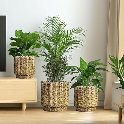 Ceramic Plant Pots - 12 Inch Planter with Drainage Hole, Large Ceramic Flower Pots for Indoor Plants, Round Planter Outdoor, Living Room Decor, Gifts for Plant Lovers, Yellow