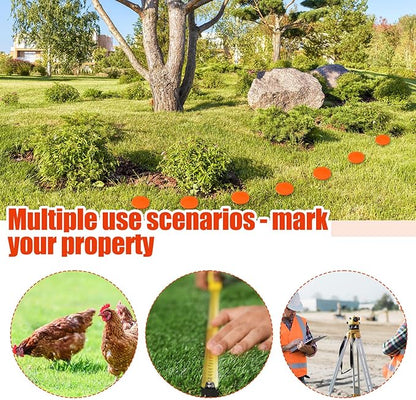 Nuanchu 20 Pcs 5 Inch Low Profile Survey Stakes Hi-vis Garden Property Line Marker Stakes for Lawn Edges, Patios, Gardens, Paver Landscape Fabric Tarps Weed Barriers (Orange,5 x 1.5 Inches)