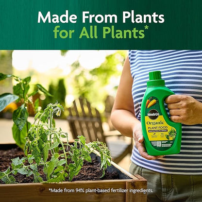 Miracle-Gro Organic Plant Food - Use with Indoor or Outdoor Plants, Organic Liquid Fertilizer for Containers and In-Ground Gardens, OMRI Listed, 32 fl. oz.