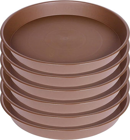 6 Pack of 7 inch Plant Saucer, Heavy Duty Plastic Plant Water Tray 7 inch Round, Flower Plant Saucers for Indoors No Holes, Plant Dishes Saucer for Planter 7"/8" (7", Chocolate)