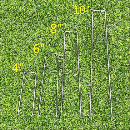 50 Pack 4x1 inch 11GA(0.12inch) Landscape Staples Garden Stakes Fence Netting Pins Ground Spikes Sod Cover Fabric Pegs Steel Uncoated