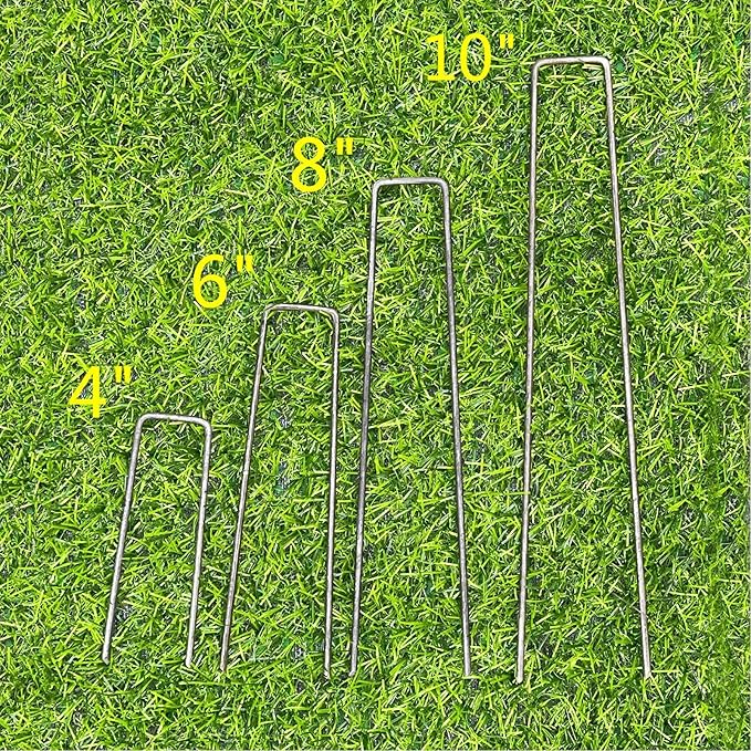 200 Pack 10x1 inch 11GA(0.12inch) Landscape Staples Garden Stakes Fence Netting Pins Ground Spikes Sod Cover Fabric Pegs Steel Uncoated