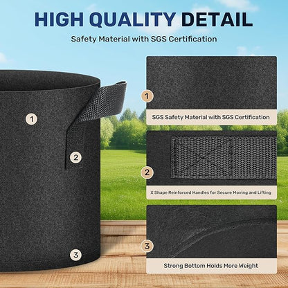 Simple Deluxe 5 Gallon 20 Pack Grow Bags with Handles, Vegetable/Flower/Plant Nonwoven Aeration Fabric Plant Pots Gardening Planter for Potato, Tomato and Fruits, Black