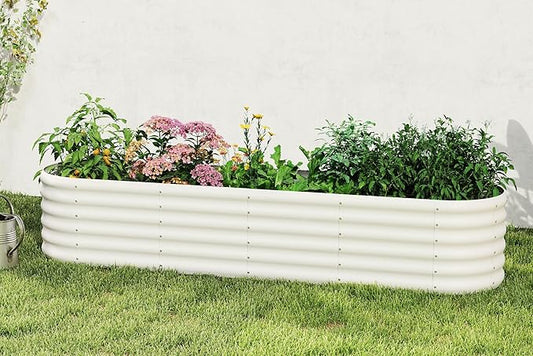 DDK Galvanized Raised Garden Bed, Outdoor Planter Bed, 8x2x1.5ft Metal Planter Box for Gardening and Planting,MW