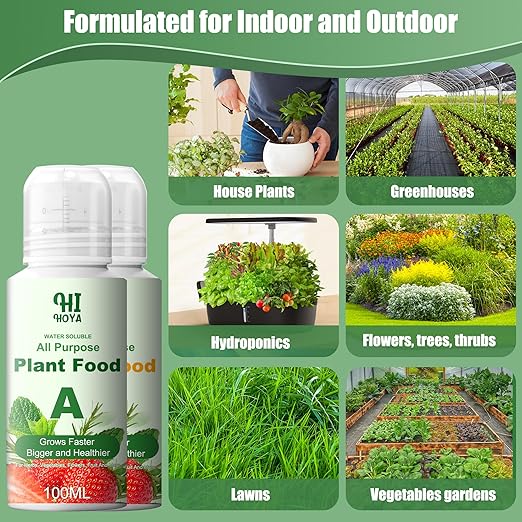 Hydroponics Nutrients (800ml Total), Plant Food A & B for Hydroponic Growing Systems and Indoor Plants, Growing System Accessories for Vegetables Fruits Flowers Thrive