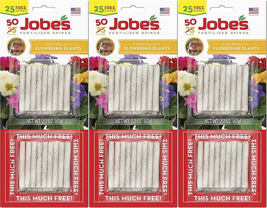 Jobe's 05231T Flowering Plant Fertilizer Spikes 10-10-4, 3 Pack, Multicolor