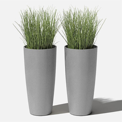 Veradek Mason Series Vega Planter - Round Tall Planter for Indoor or Outdoor Porch/Patio | Made from Plastic-Stone Composite with Drainage Holes | Modern Décor for, Flowers, Interior Plants