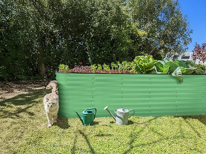 Plant & Plot Galvanized Raised Garden Beds Outdoor // 8×2×2 ft Planter Raised Beds for Gardening, Vegetables, Flowers // Large Metal Garden Box (Light Green) // Patented Tool-Free Design