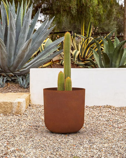 Veradek Patina Series Kona Planter - Round Planter for Outdoor Porch/Garden | Naturally Rusting Planter for All-Weather Use