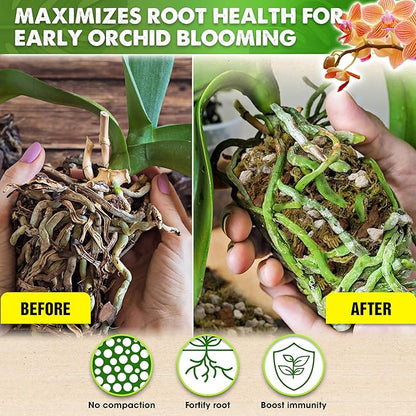 [Upgraded] DUSPRO Orchid Potting Mix for Repotting with Forest Moss, Pine Bark, Perlite & Pumice, Orchid Bark Potting Mix, Orchid Repotting Soil, Drainage Indoor Potting, Orchid Pot Not Included,1 QRT