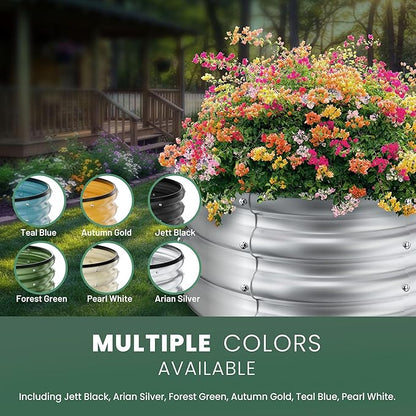 Round Galvanized Raised Garden Bed Kit, 2 x 2 x 1ft Arian Silver Galvanized Garden Boxes, Outdoor for Vegetables