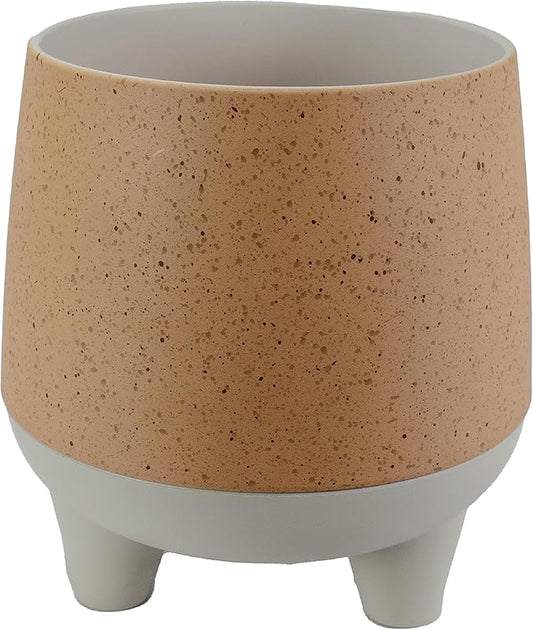 The HC Companies 6 Inch Orion Self Watering Planter - Lightweight Indoor Plastic Plant Pot for Herbs and Flowers, Muted Clay