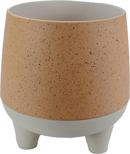 The HC Companies 8 Inch Orion Self Watering Planter - Lightweight Indoor Plastic Plant Pot for Herbs and Flowers, Muted Clay