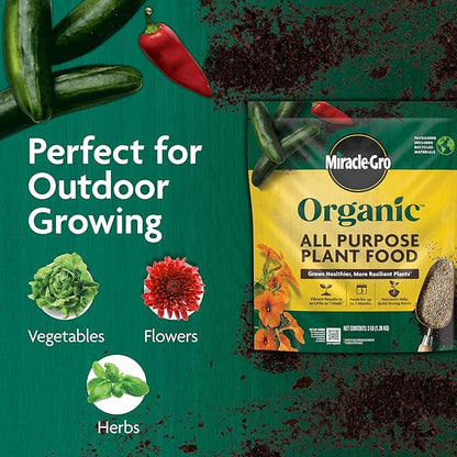 Miracle-Gro Organic All Purpose Plant Food, for Outdoor Container and In-Ground Plants, Feeds for up to 3 Months, OMRI Listed, 3 lb.