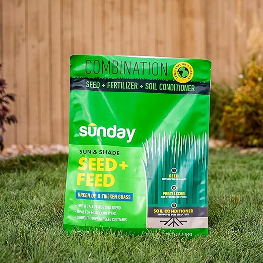 Sunday Sun & Shade 1,500 Sq. Ft. Seed + Feed, Grass Seed + Lawn Fertilizer - 2 Pack, 10 lb