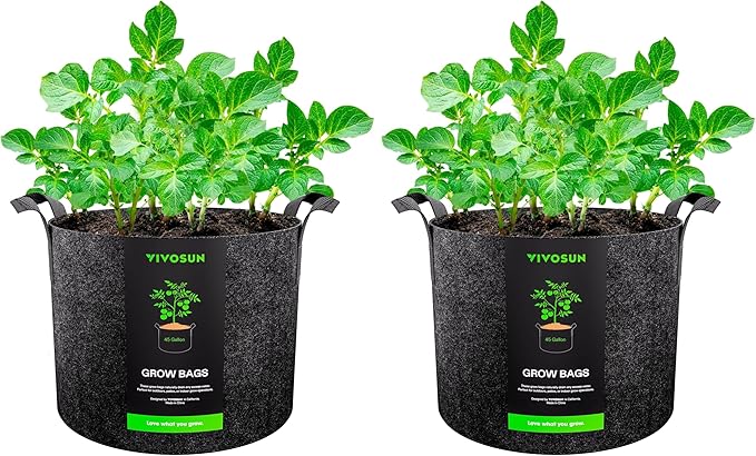 VIVOSUN 2 Pack 45 Gallon Grow Bag, Fabric Pot with Handles for Vegtables and Plants