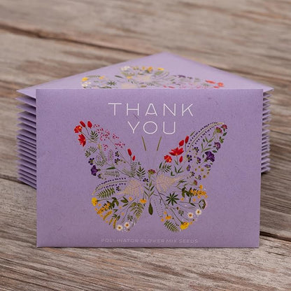 Bentley Seed Co. Thank You Packet - Butterfly Pollinator Mix - 25 Seed Packets - Perfect Eco-Friendly Thank You Gift - Non GMO Seeds, Purple