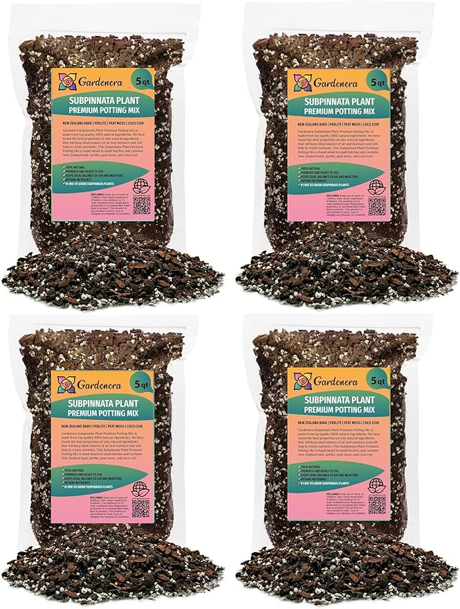 GARDENERA Monstera Subpinnata Soil Mix - Trusted by Experts for Strong and Healthy Plants - 20 Quart (4 Bags of 5 Quart)