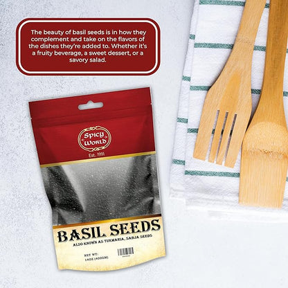 Spicy World Basil Seeds 14 Ounce Bag - Tukmaria, Sabja Seeds - Used in Falooda & Ayurveda