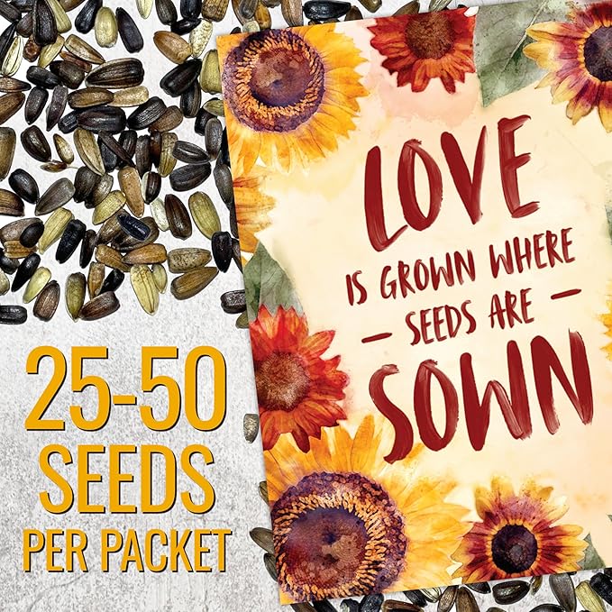 Seed Needs Heirloom Sunflower Seed Packet Favors for Party Events - Pre-Filled & Ready to Hand Out - Great for Weddings, Bridal Showers, Memorials, Fundraisers (30 Packets)