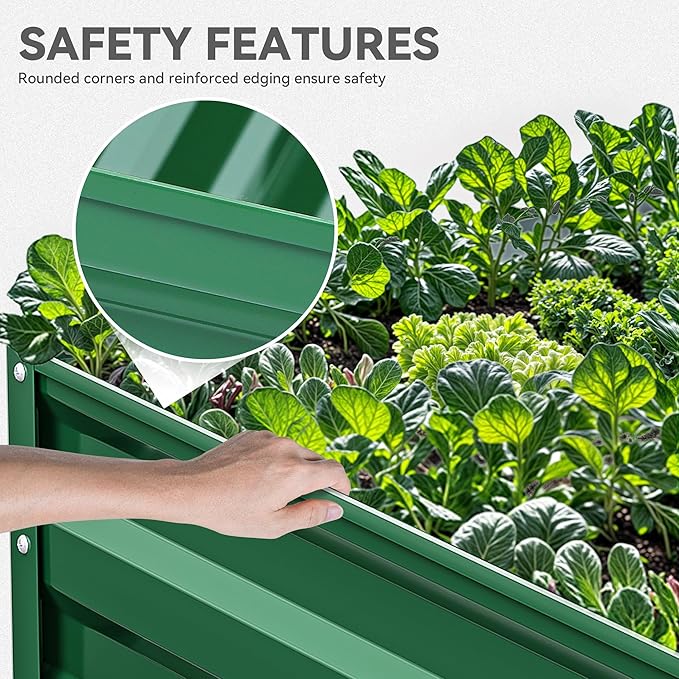 YITAHOME 72x36x12 in 2pcs Galvanized Raised Garden Bed Kit, Large Metal Planter Box with Gloves & Support Rod, Outdoor Flower Bed for Plants Vegetables, Black