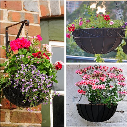 4 Pack 12 Inch Fabric Planter Basket Liner- Felt Flower Pot Liners Replacement Coco Fiber Liner for Hanging Basket Flowers Round Hanging Basket Liners Prevent Birds from Nesting