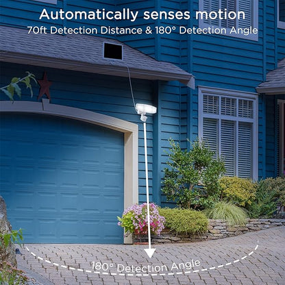 Solar Security Lights Motion Outdoor, 1800LM, Solar LED Motion Sensor Lights with 3 Adjustable Heads, 6500k, Water Resistant Flood Light for Garage, Yard, Garden (White)