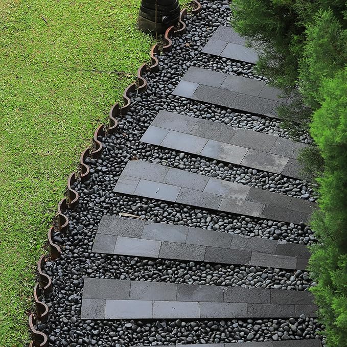 GASPRO 30 Pound River Rocks, Decorative Stones for Walkways, Outdoor Landscaping, Garden, Yard, 1 to 2 Inch, Black Polished Pebbles for Planters, Flower Beds, Vase