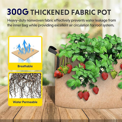 iPower Plant Grow Bag 7 Gallon 6-Pack Heavy Duty Fabric Pots, 300g Thick Nonwoven Fabric Containers Aeration with Nylon Handles, for Planting Vegetables, Fruits, Flowers, Tan 2024 Version