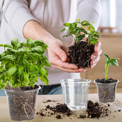 Small Plastic Plant Nursery Pot/Pots (36 Packs 5/4/3.5 Inch Plant Pot and 40 Plant Labels) Seedlings Flower Plant Container (Transparent) Seed Starting Pots Indoor Outdoor